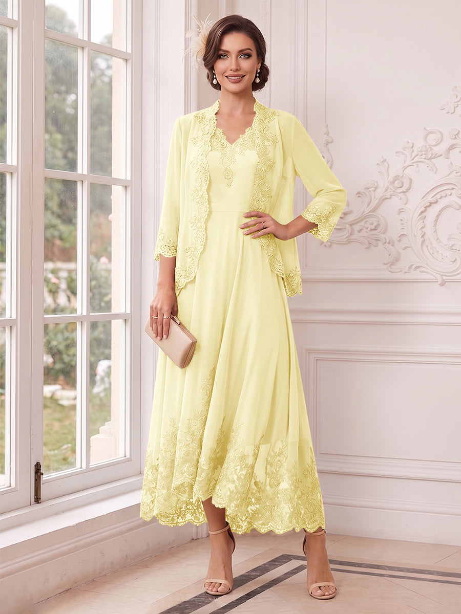 Valentina Wren Yellow front view mother of the bride dress