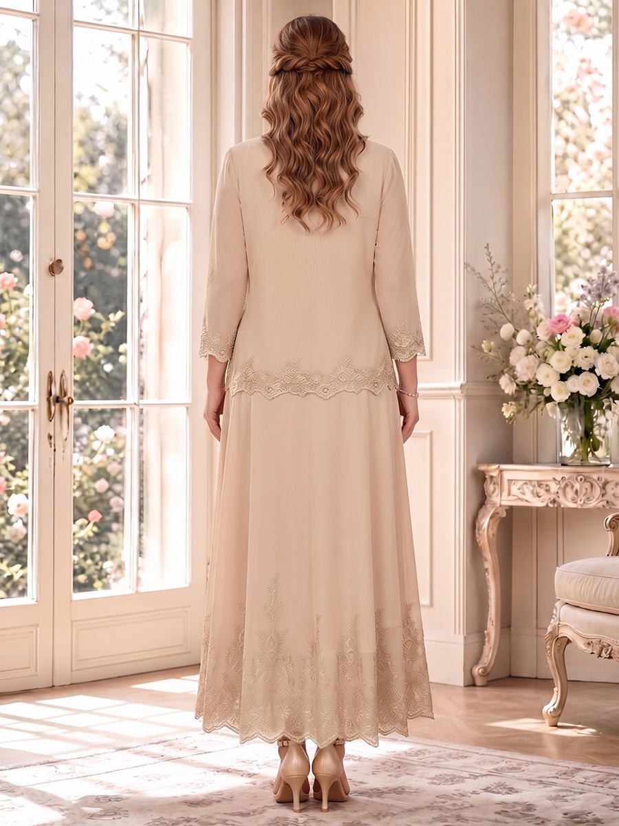 Amandine champagne back view mother of the bride dress