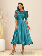 Paloma Wren Turquoise front view wedding guest dress