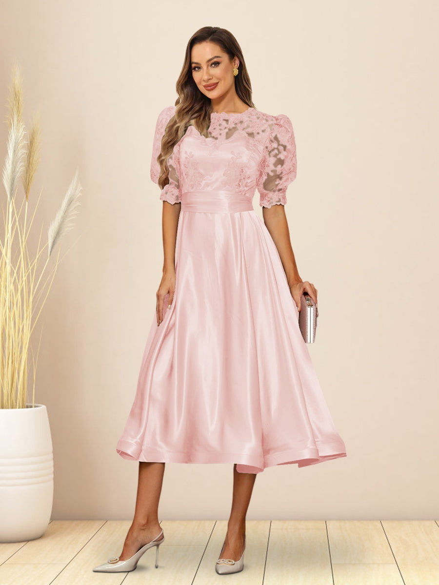Paloma Wren Blush front view wedding guest dress