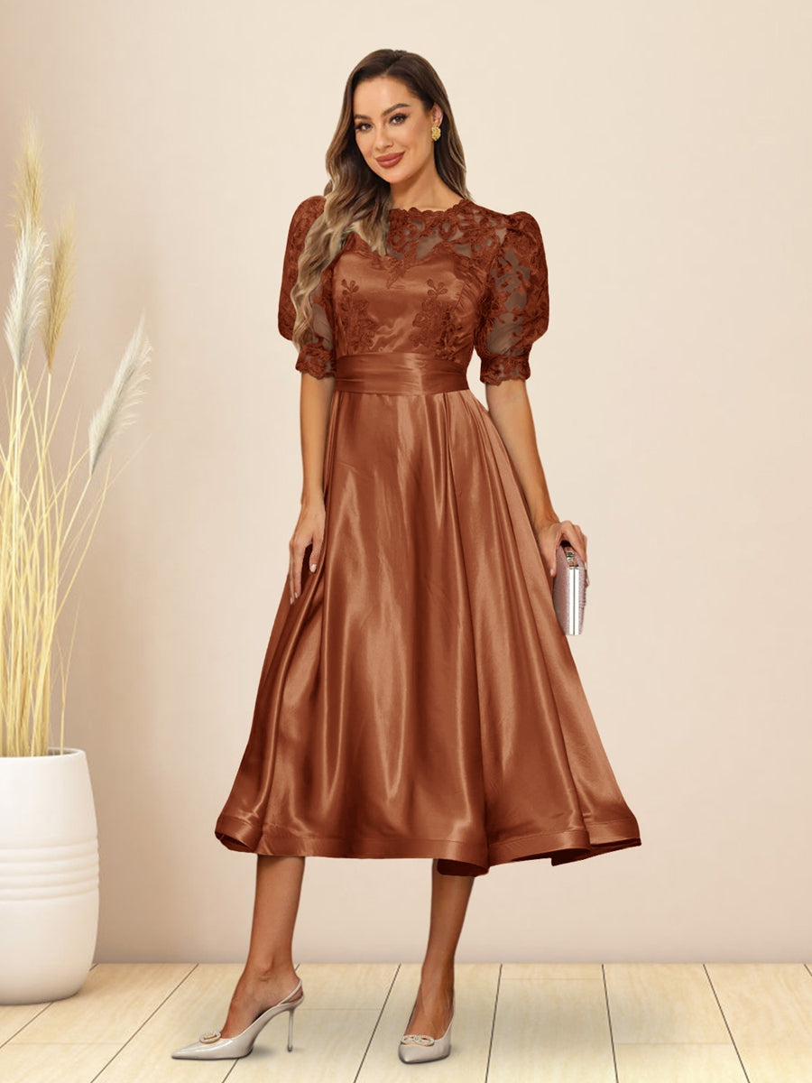 Paloma Wren Burnt Orange front view wedding guest dress