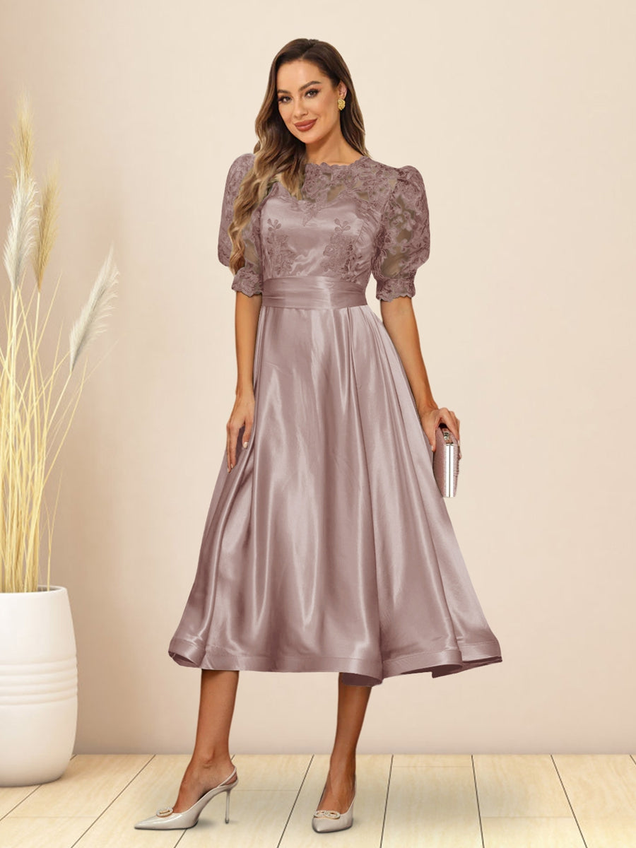 Paloma Wren Dusty Rose front view wedding guest dress