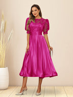 Paloma Wren Fuchsia front view wedding guest dress