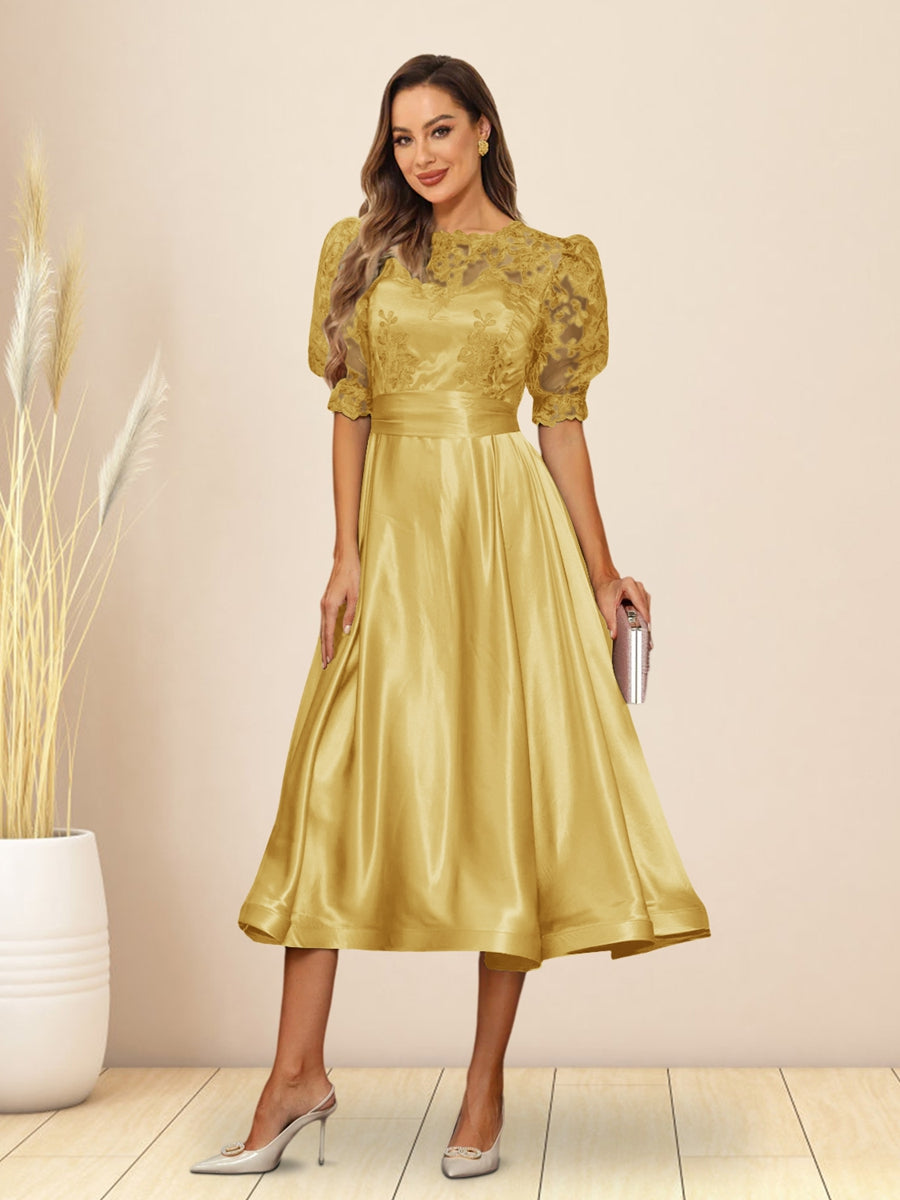Paloma Wren Gold front view wedding guest dress