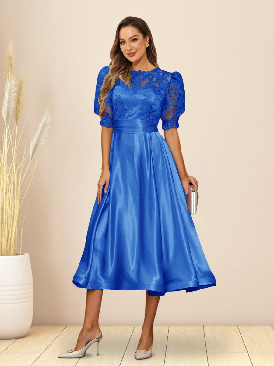 Paloma Wren Royal Blue front view wedding guest dress