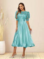 Paloma Wren Sky Blue back view wedding guest dress