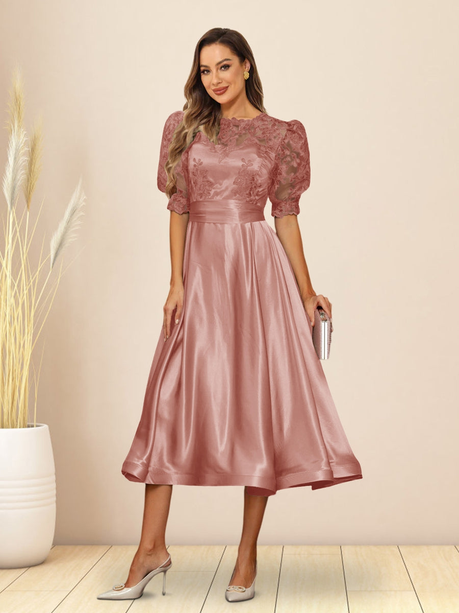 Paloma Wren Mauve front view wedding guest dress