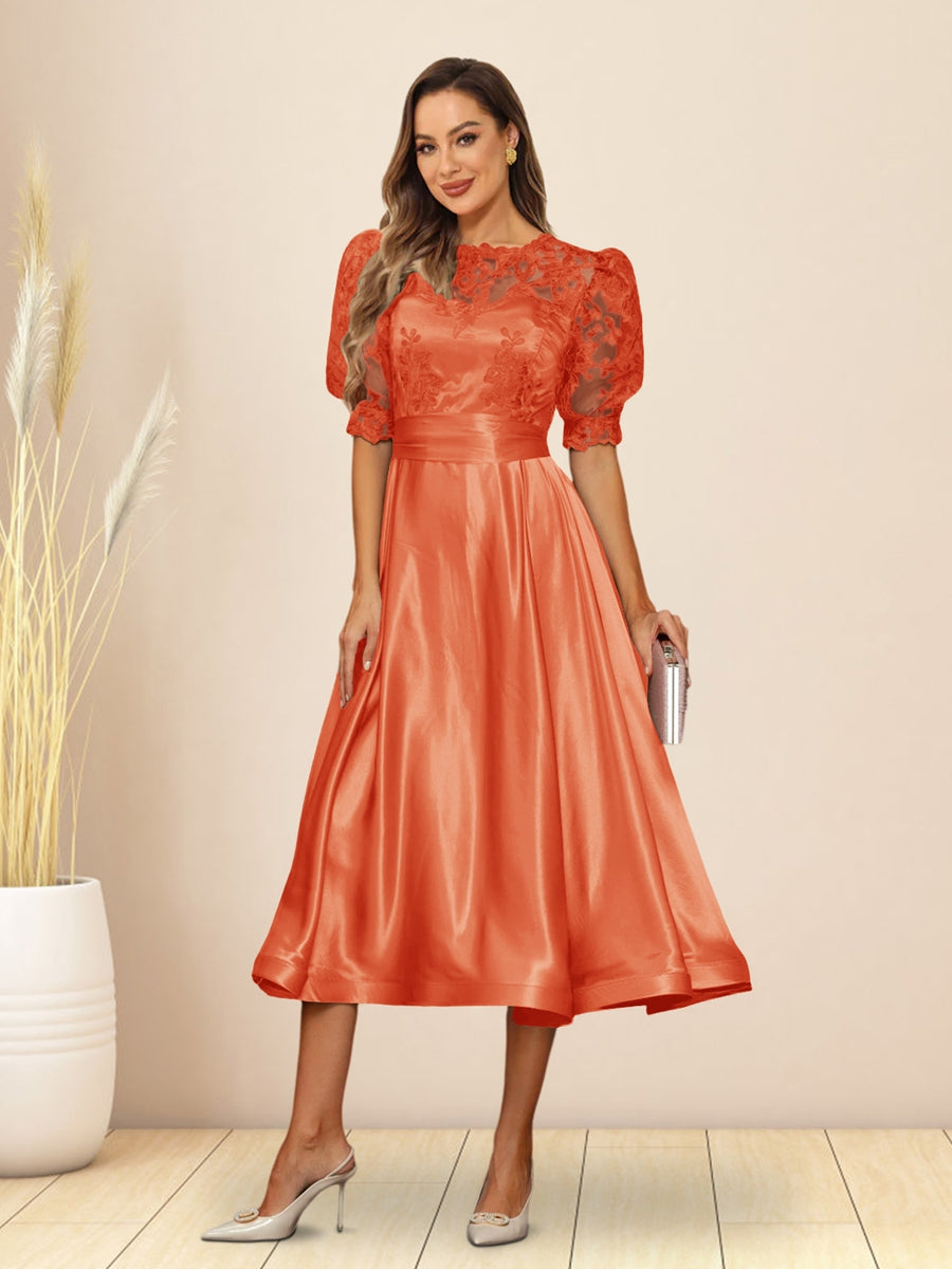 Paloma Wren Orange front view wedding guest dress