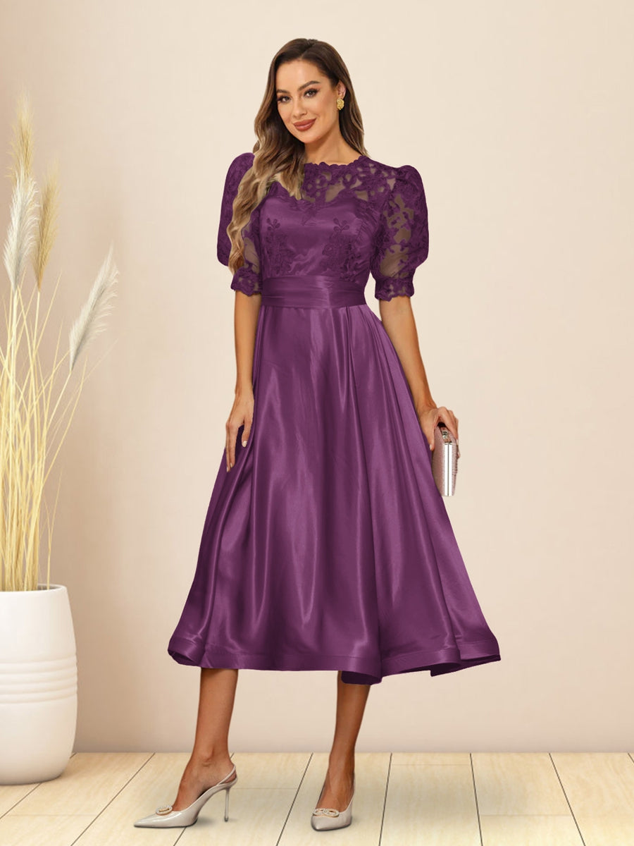 Paloma Wren Orchid front view wedding guest dress