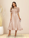 Paloma Wren Peach front view wedding guest dress