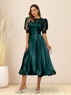Paloma Wren Peacock front view wedding guest dress