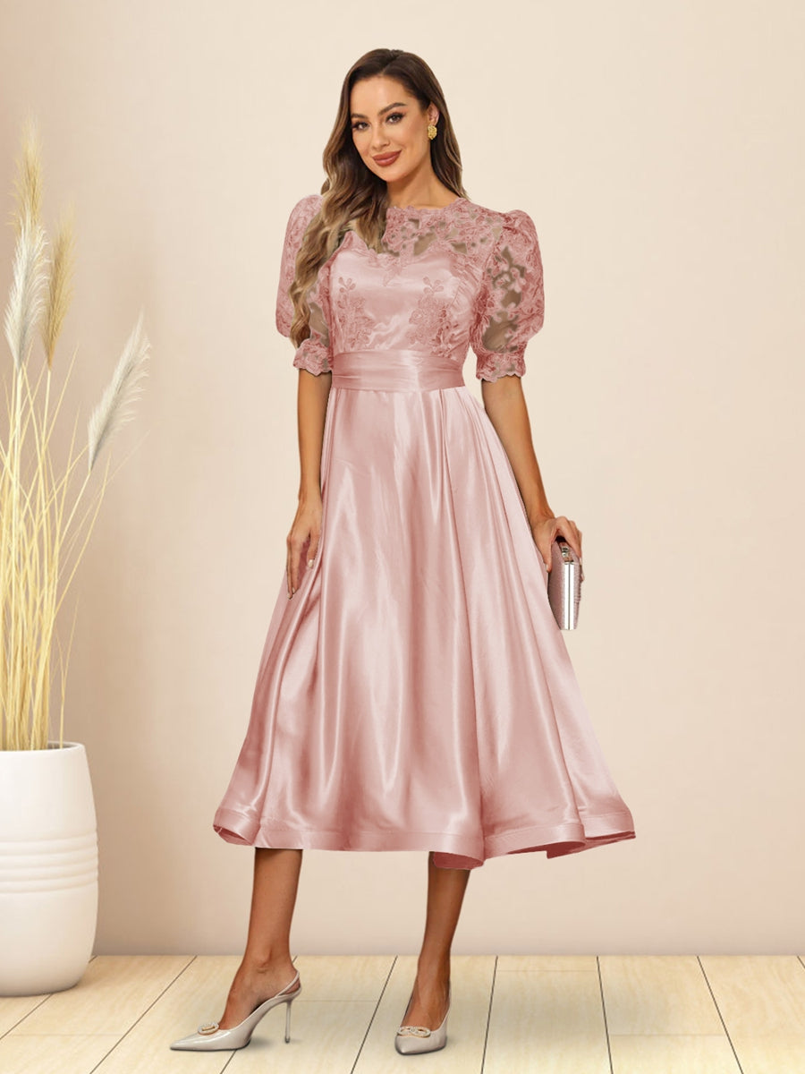 Paloma Wren Pearl Pink front view wedding guest dress