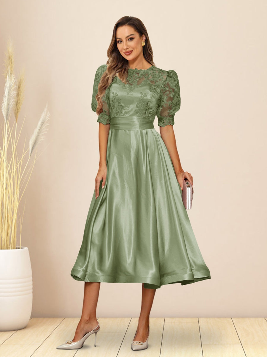 Paloma Wren Sage Green front view wedding guest dress