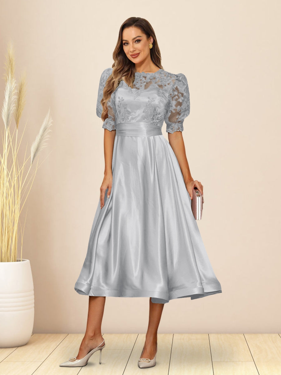 Paloma Wren Silver front view wedding guest dress