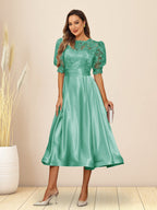 Paloma Wren Pool Blue back view wedding guest dress