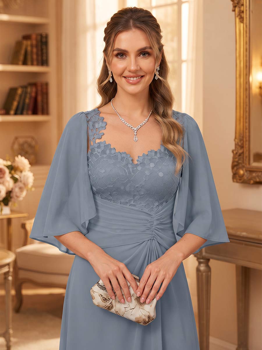 Winona Claire Dusty Blue side view mother of the bride dress