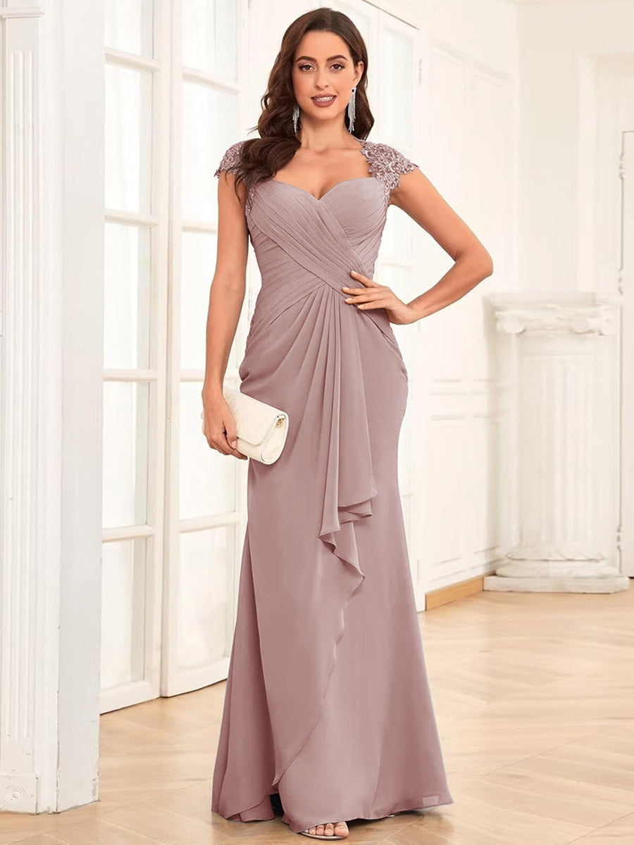 Alessandra Rue Dusty Rose front view mother of the bride dress