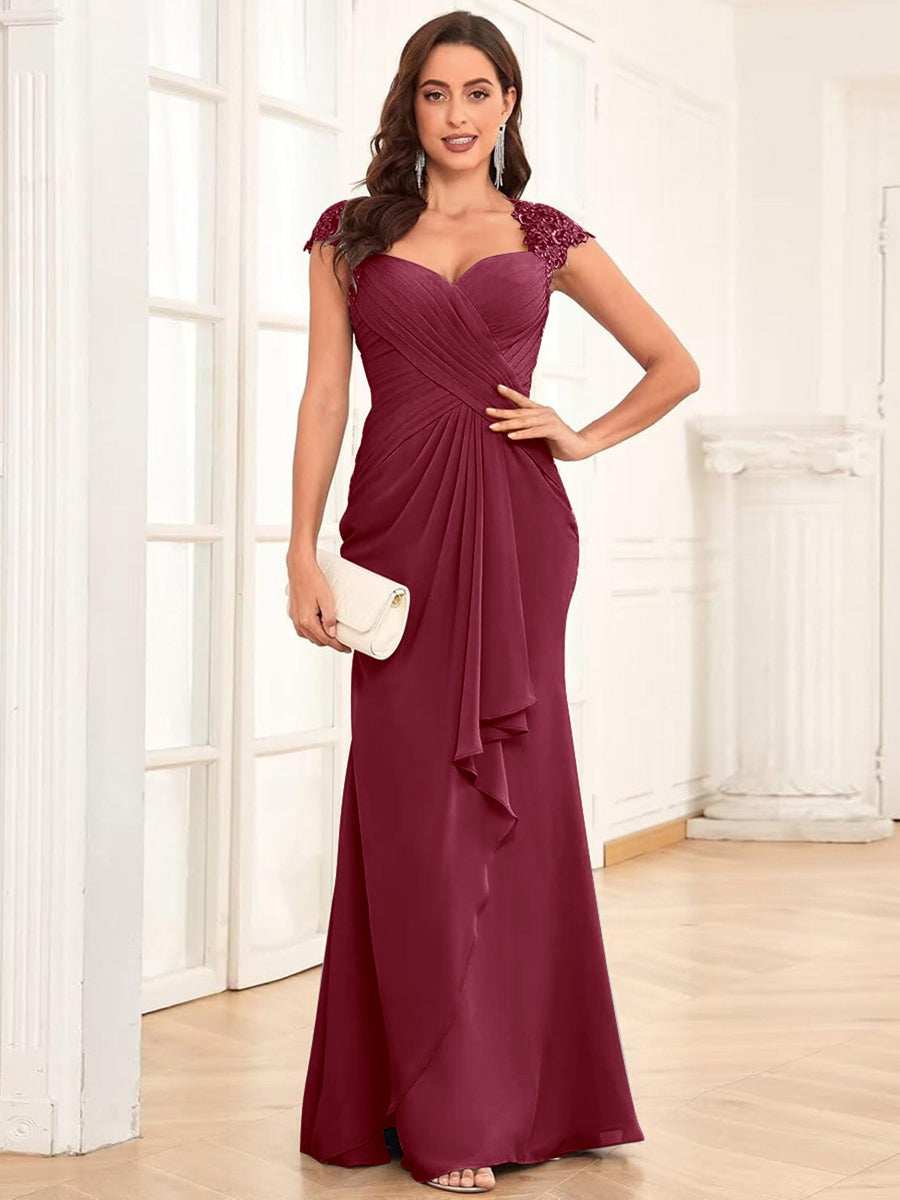 Alessandra Rue Burgundy back view mother of the bride dress