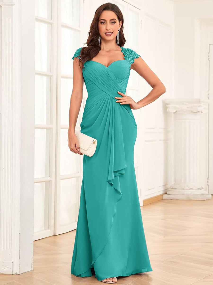 Alessandra Rue Turquoise back view mother of the bride dress