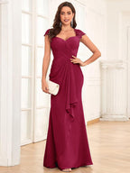Alessandra Rue Burgundy side view mother of the bride dress