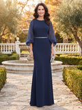 Jasmine Mae Navy Blue front view mother of the bride dress