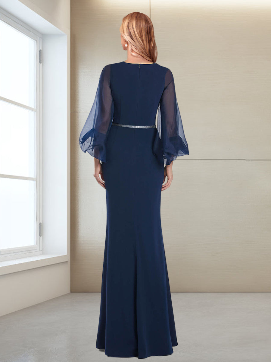 Jasmine Mae Navy Blue back view mother of the bride dress