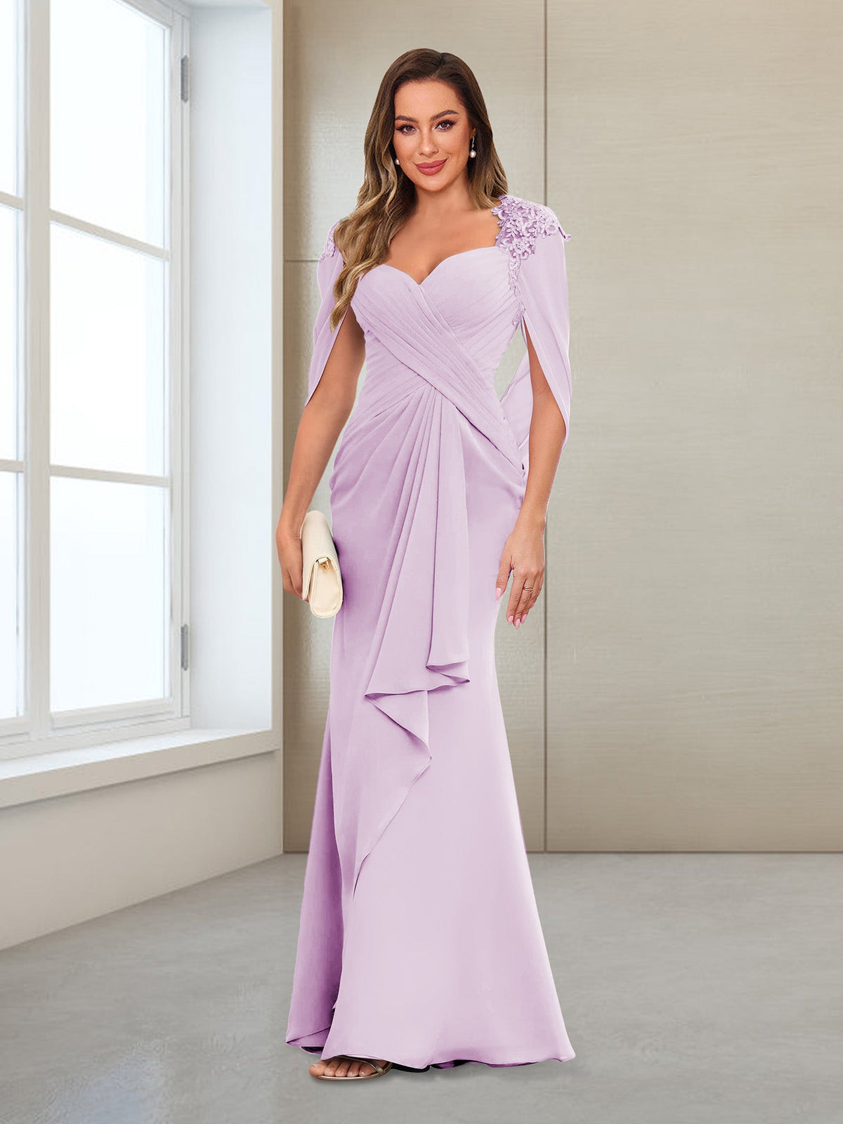 Cora Elise Lilac back view mother of the bride dress