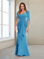 Cora Elise Ocean Blue front view mother of the bride dress