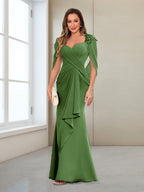 Cora Elise Olive Green front view mother of the bride dress