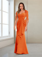 Cora Elise Orange front view mother of the bride dress