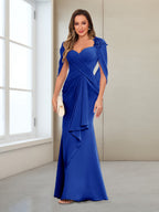 Cora Elise Royal Blue side view mother of the bride dress