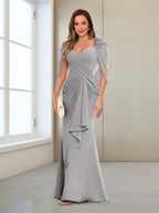 Cora Elise Silver front view mother of the bride dress
