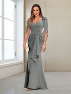 Cora Elise Steel Grey front view mother of the bride dress