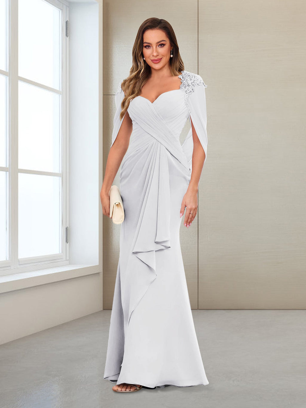 Cora Elise White front view mother of the bride dress