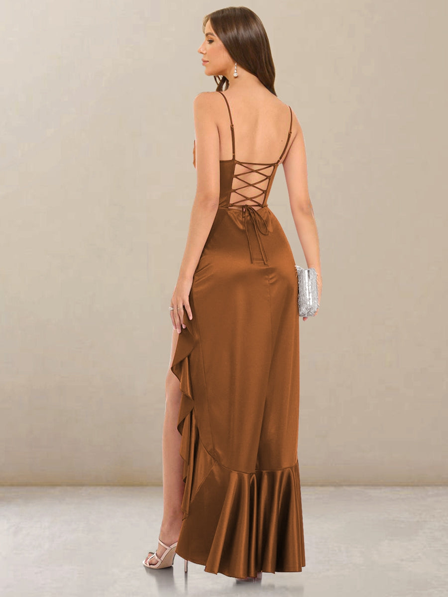 Heloise Burnt Orange back view bridesmaid dress