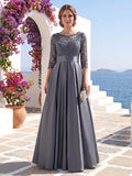 Xena Mae Dusty Blue front view mother of the bride dress