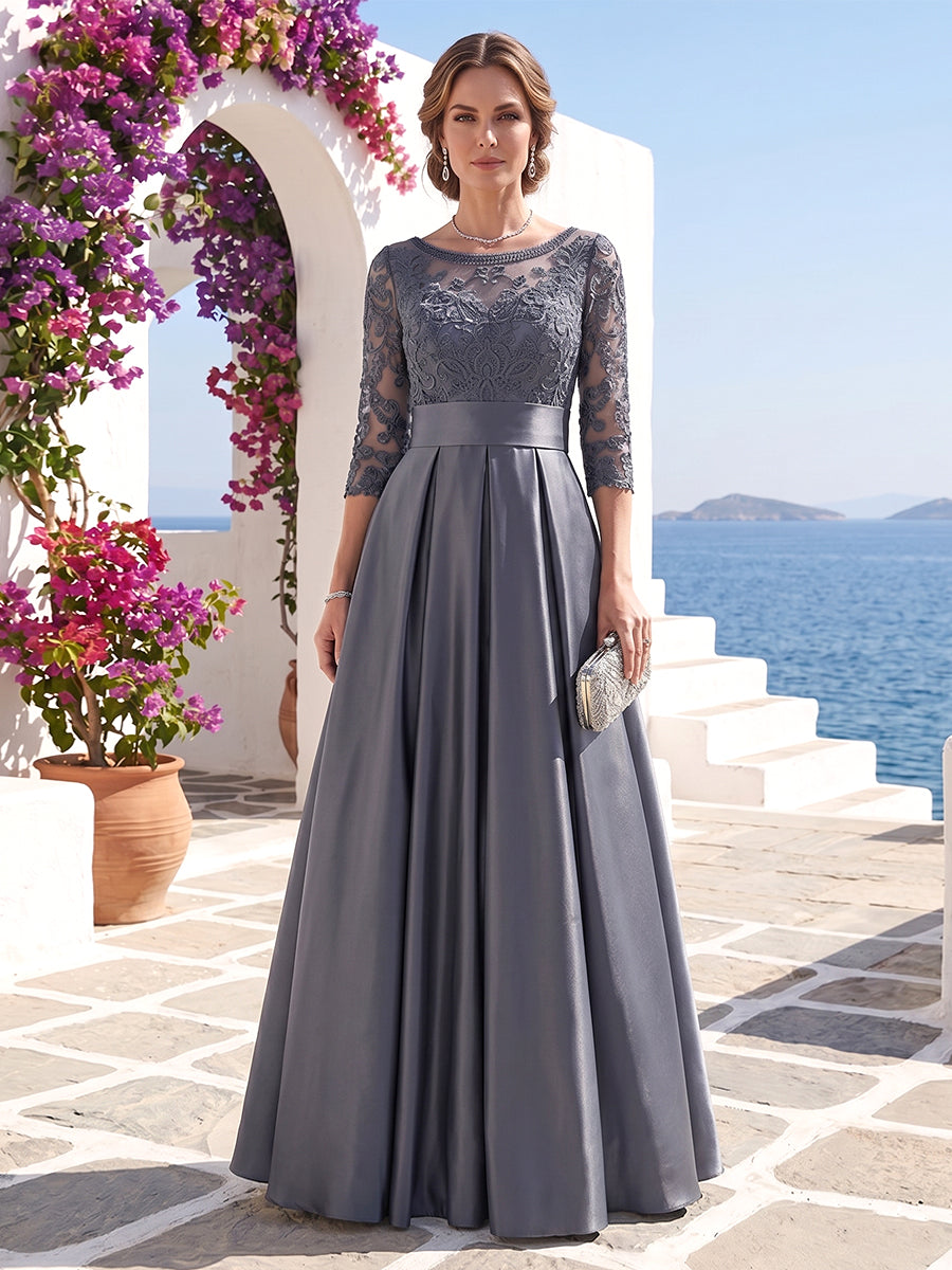 Xena Mae Dusty Blue front view mother of the bride dress