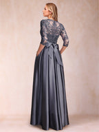 Xena Mae Dusty Blue back view mother of the bride dress