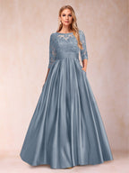 Xena Mae Dusty Blue side view mother of the bride dress