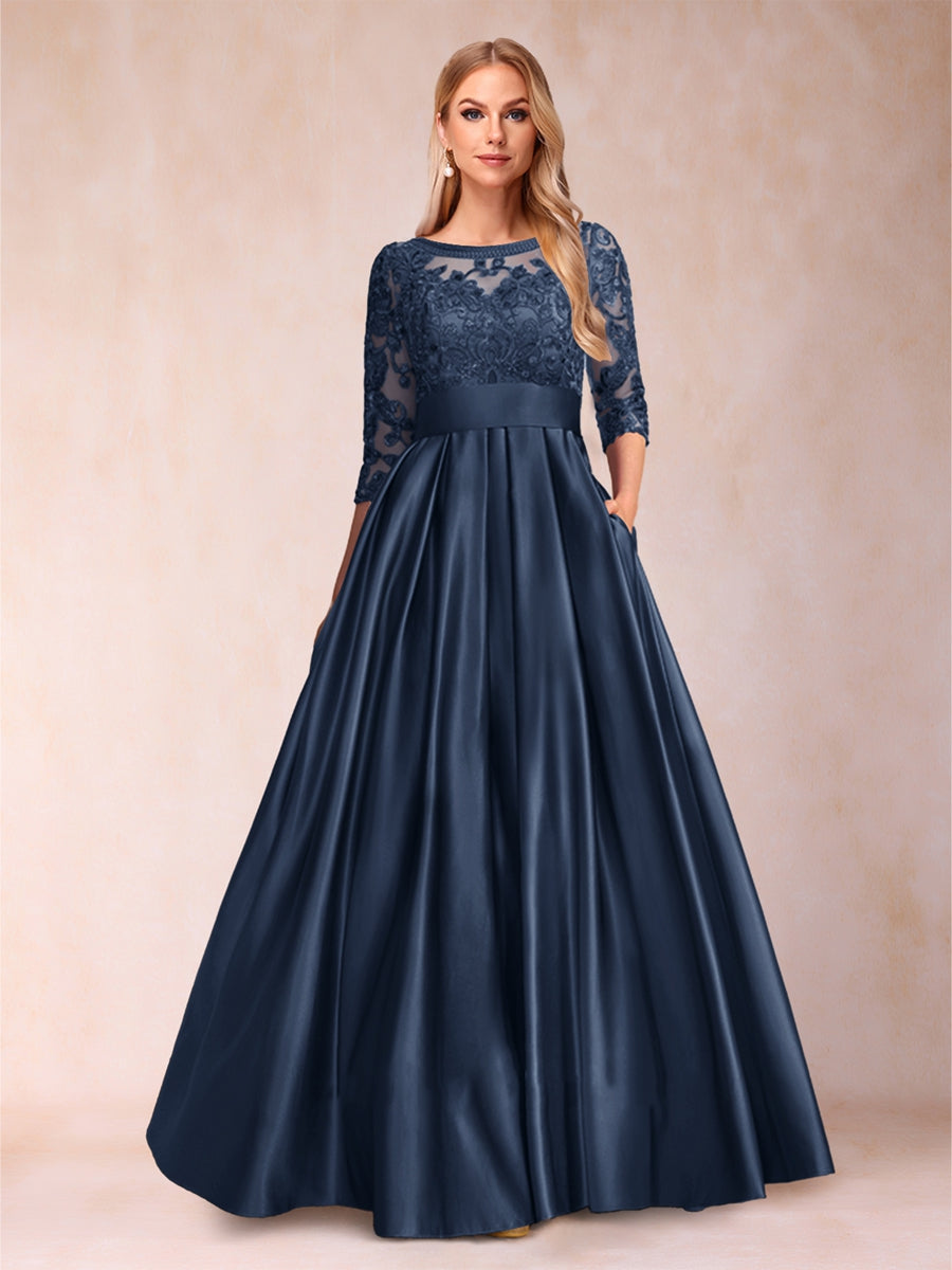 Xena Mae Navy Blue front view mother of the bride dress