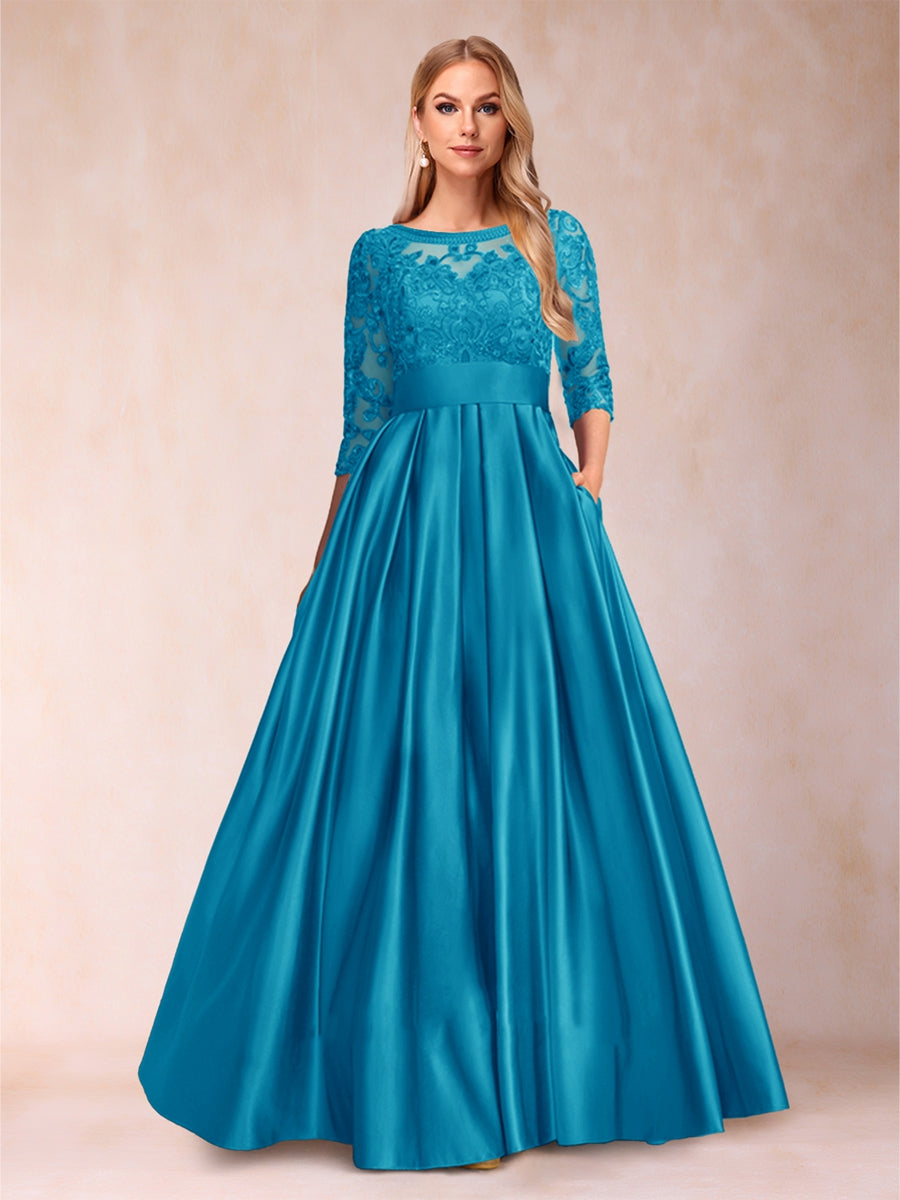 Xena Mae Ocean Blue front view mother of the bride dress