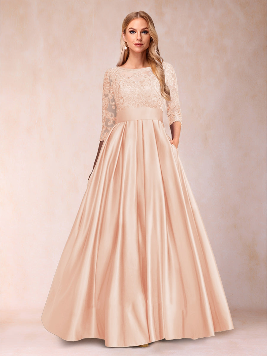 Xena Mae Peach front view mother of the bride dress