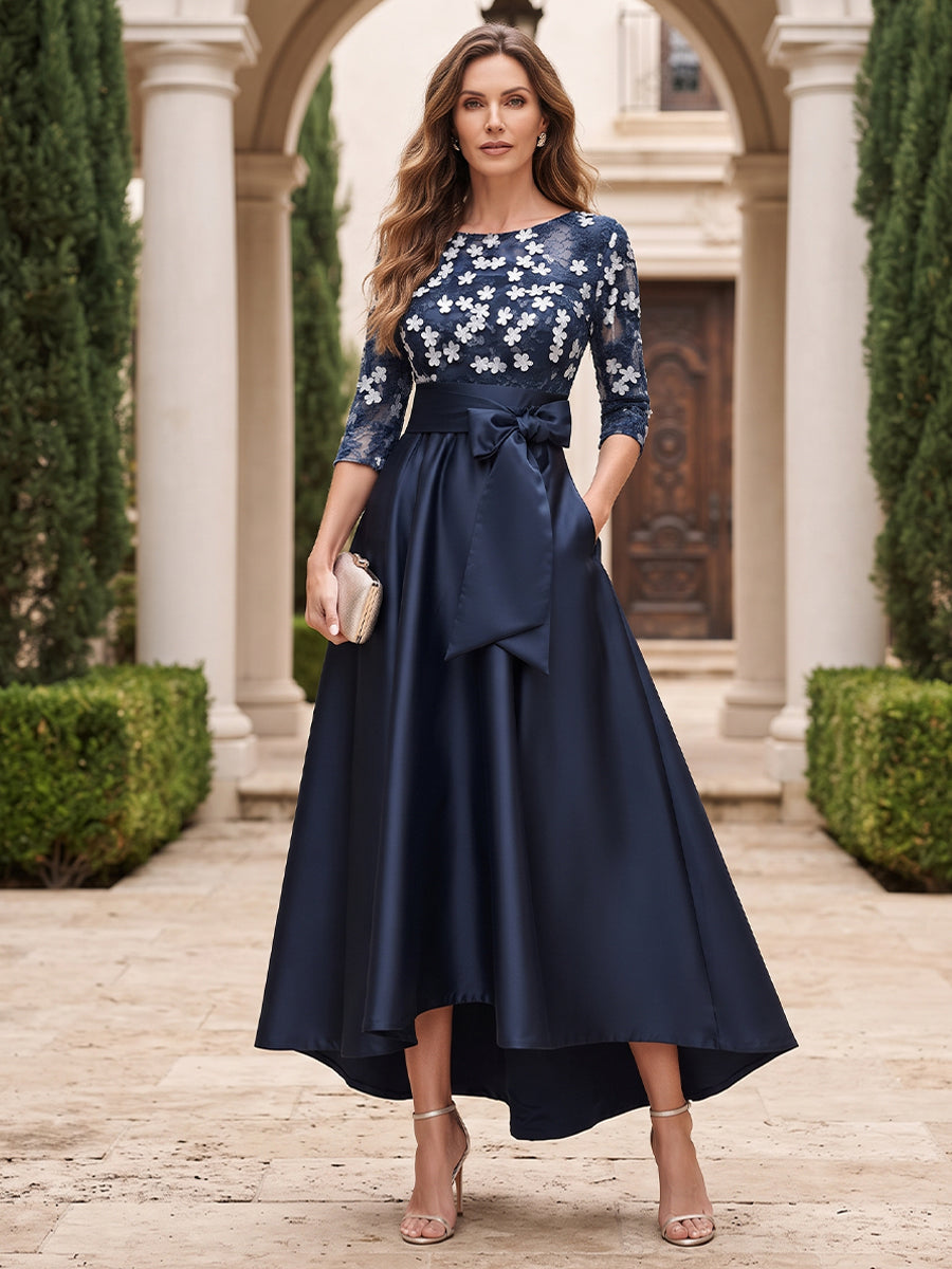 Isla June Navy Blue front view mother of the bride dress