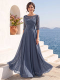 Freya Claire Dusty Blue front view mother of the bride dress