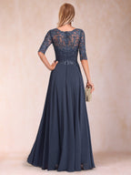 Freya Claire Dusty Blue back view mother of the bride dress