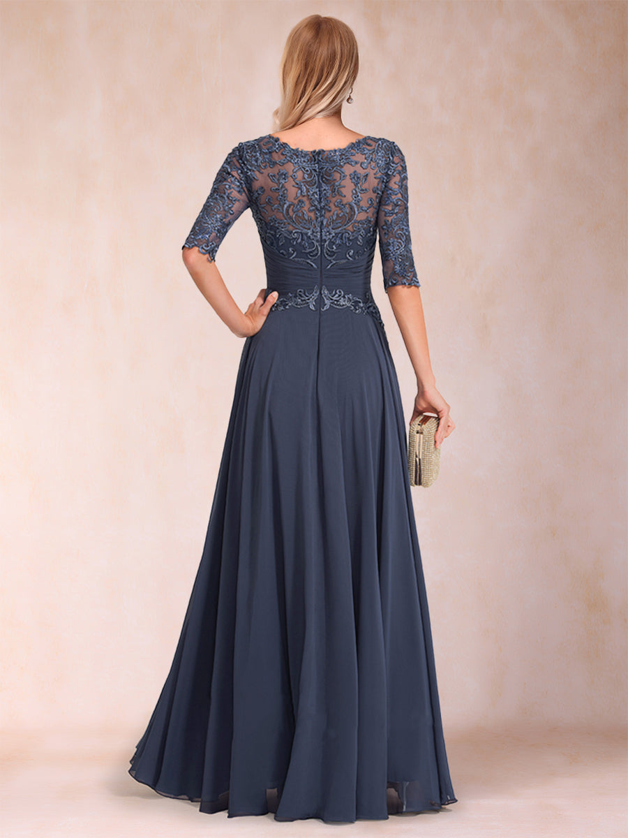 Freya Claire Dusty Blue back view mother of the bride dress