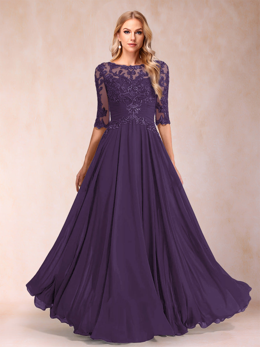 Freya Claire Grape front view mother of the bride dress