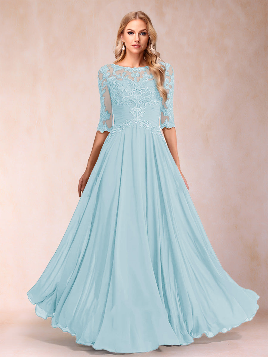 Freya Claire Sky Blue front view mother of the bride dress