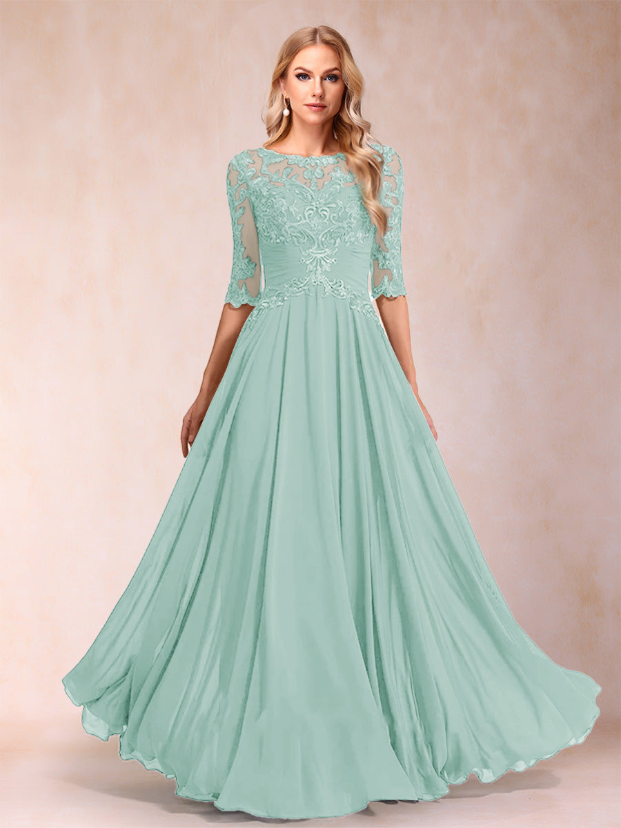 Freya Claire Pool Blue front view mother of the bride dress