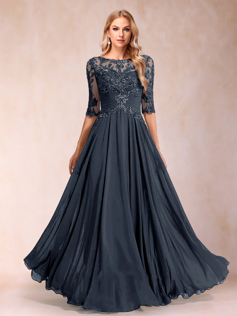 Freya Claire Navy Blue front view mother of the bride dress